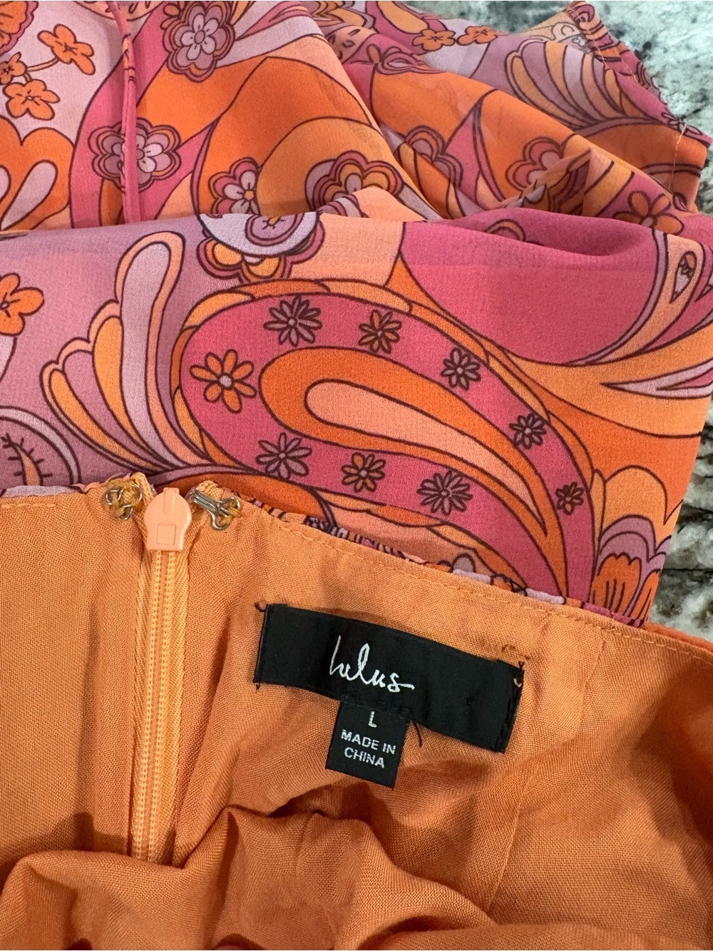 Lulu's Pink and Orange Paisley Slip Dress - Picture 6 of 6